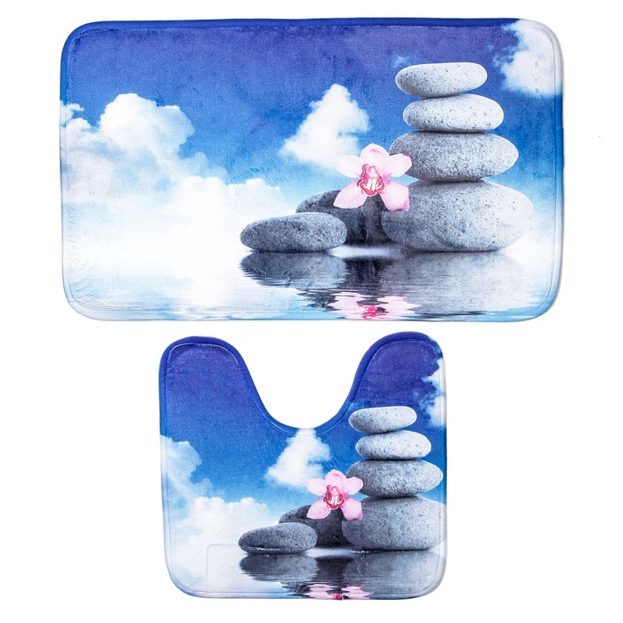 Набор ковриков для ванной и туалета "Дзен" 2 шт, дизайн МИКС