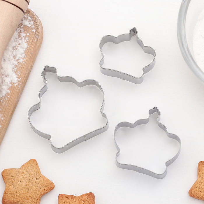 Набор форм для вырезания печенья "Корона", 3 шт