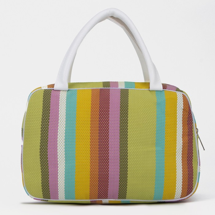 Косметичка банная на молнии "Полоски", 1 отдел, 2 ручки, цвет зелёный