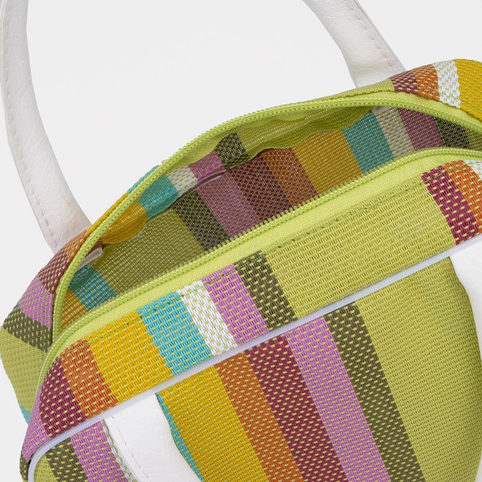 Косметичка банная на молнии "Полоски", 1 отдел, 2 ручки, цвет зелёный