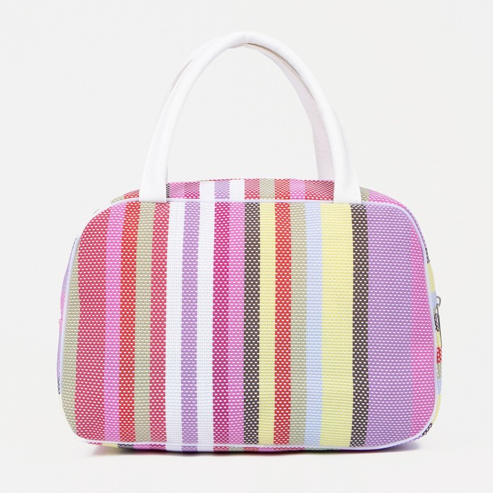 Косметичка банная на молнии "Полоски", 1 отдел, розовая