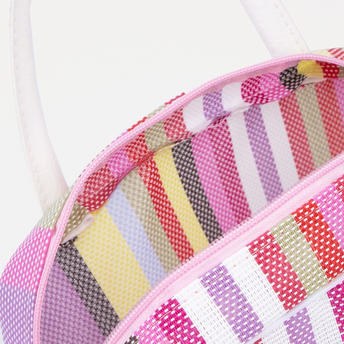 Косметичка банная на молнии "Полоски", 1 отдел, розовая