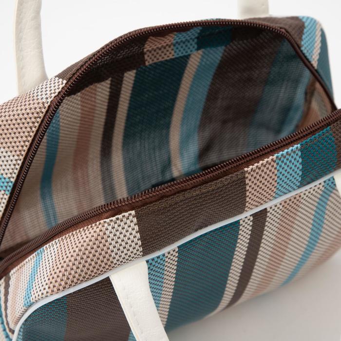 Косметичка банная на молнии "Полоски", 1 отдел, 2 ручки, цвет бежевый