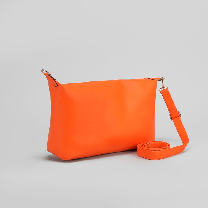 Сумка женская на молнии "Жаннет", 1 отдел, длинный ремень, цвет оранжевый