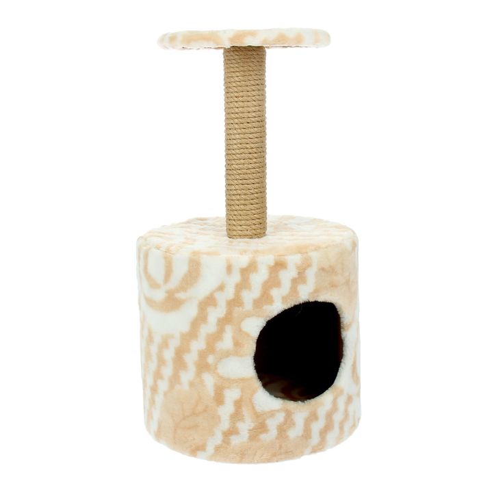 Домик круглый с низкой полкой, джут 30 х 30 х 60 см, микс цветов