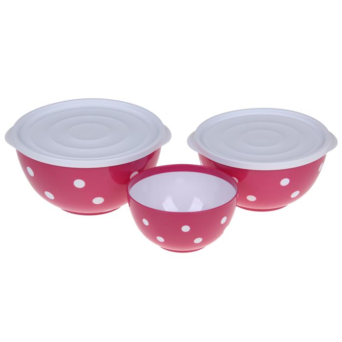 Набор салатников двухцветных Marusya, 2 л, 1,4 л, 0,7 л, цвет фламинго