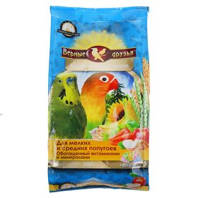 Корм 'Верные друзья' для мелких и средних попугаев, с витаминами, 500 г Ош