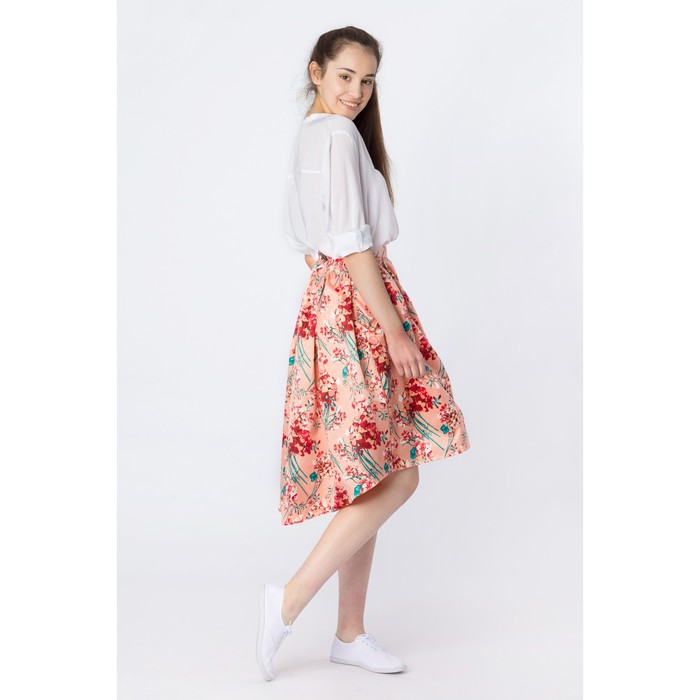 Юбка женская, розовый принт, размер 48 (XL), рост 170 см (арт. 1611303224)