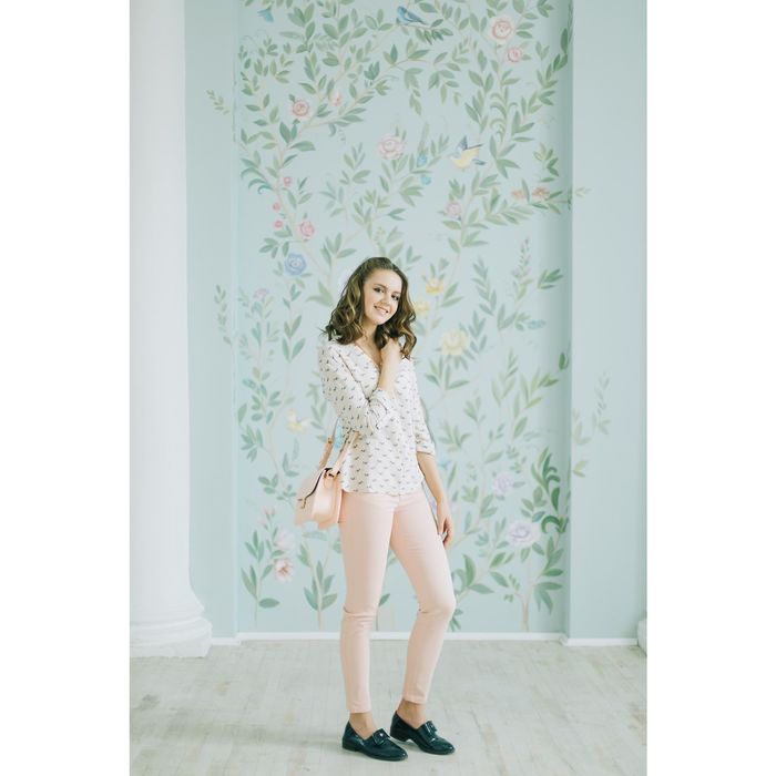 Блузка женская, бежевый принт, размер 46-48 (L), рост 170 см (арт. 1611181325)