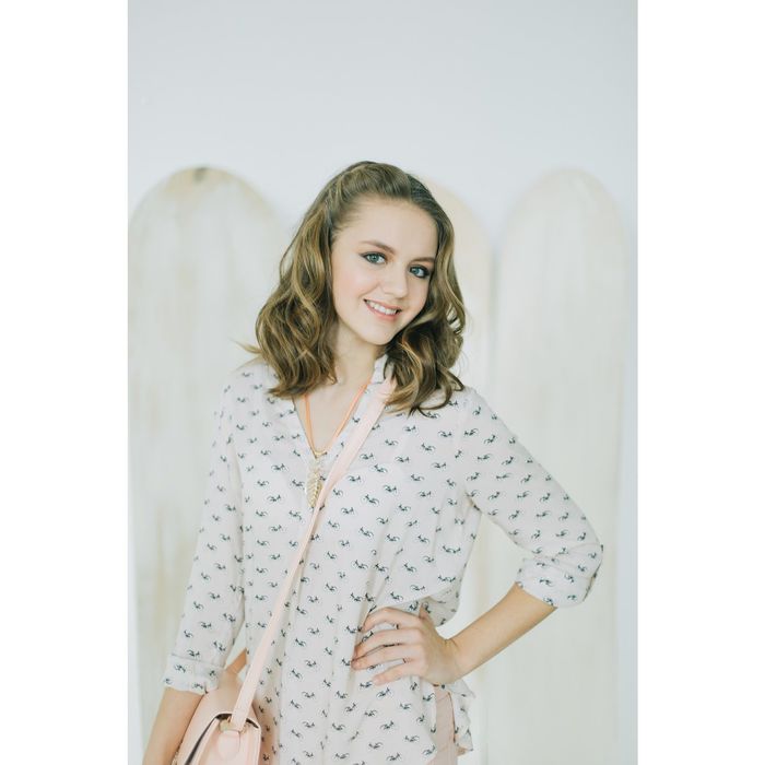 Блузка женская, бежевый принт, размер 46-48 (L), рост 170 см (арт. 1611181325)