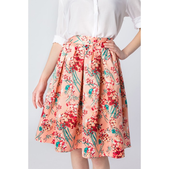 Юбка женская, розовый принт, размер 46-48 (L), рост 170 см (арт. 1611303224)