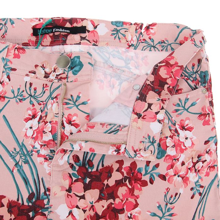 Брюки женские, цвет розовый принт, размер 46-48 (L), рост 170 см (арт. 1611300701)