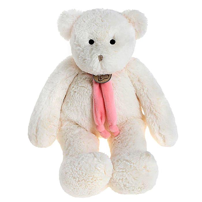 Мягкая игрушка "Медведь", 40см, цвет белый/розовый