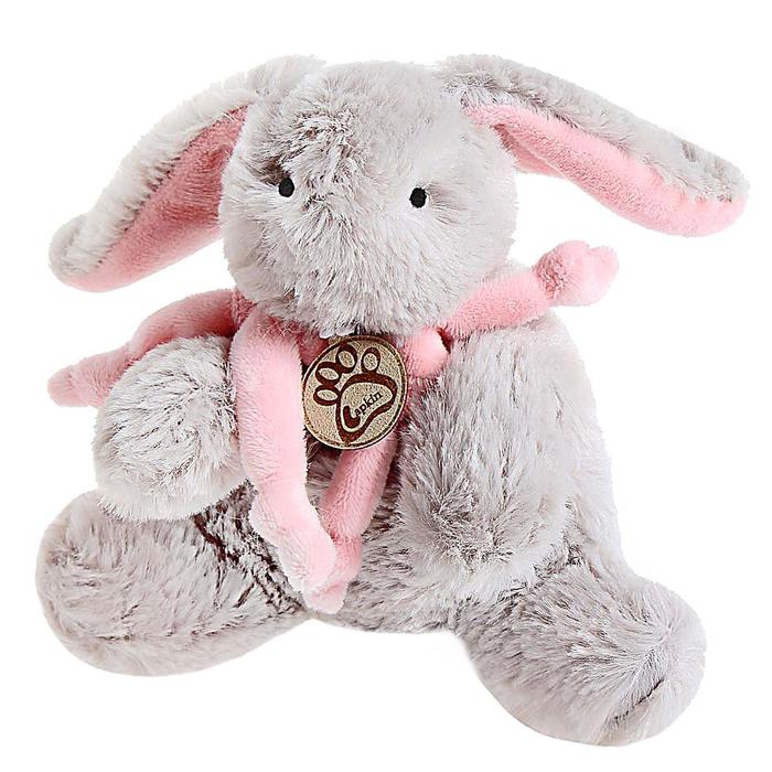 Мягкая игрушка "Кролик", цвет серый/розовый, 15 см