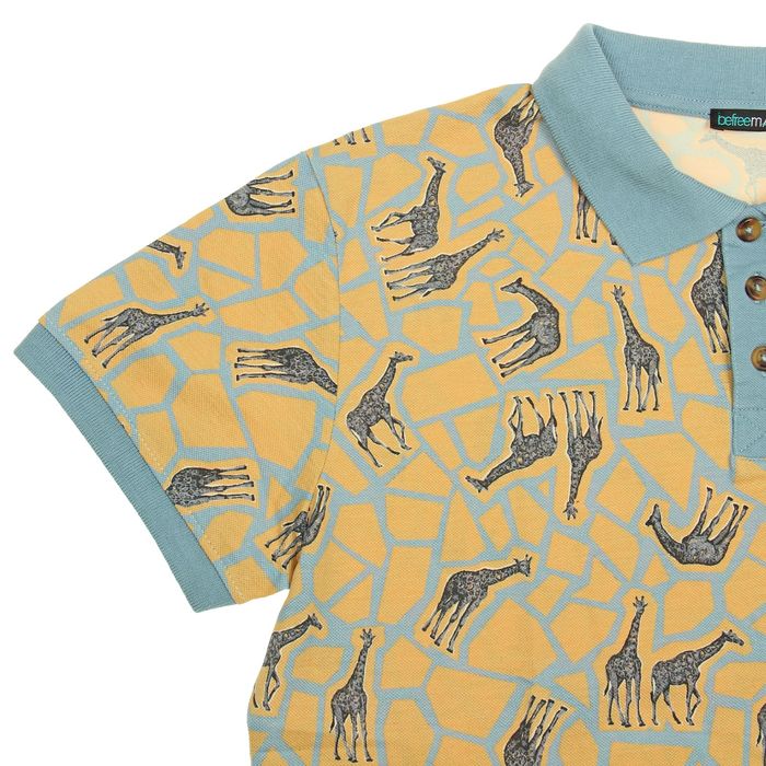 Футболка-поло мужская, голубой принт, размер 48-50 (L), рост 176 см (арт. 619027408)