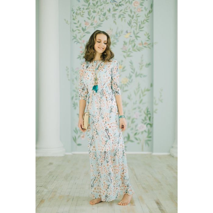 Платье женское, розовый принт, размер 42 (XS), рост 170 см (арт. 1611348580)