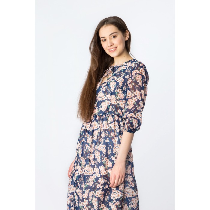 Платье женское, синий принт, размер 42 (XS), рост 170 см (арт. 1611348580)