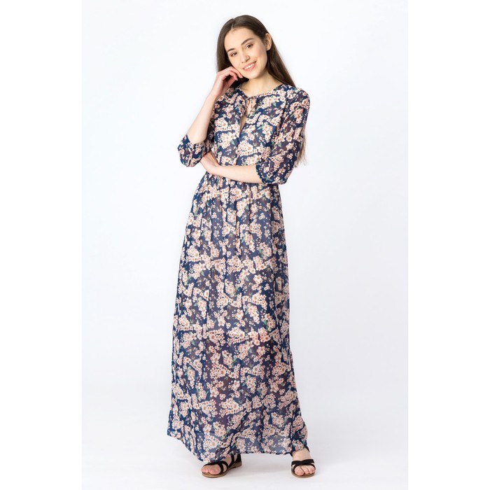 Платье женское, синий принт, размер 42 (XS), рост 170 см (арт. 1611348580)