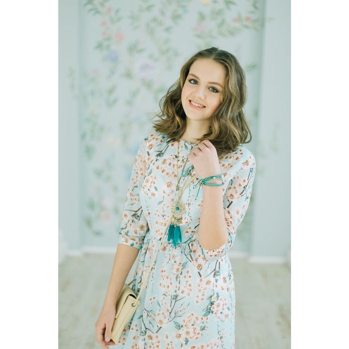 Платье женское, розовый принт, размер 44 (S), рост 170 см (арт. 1611348580)