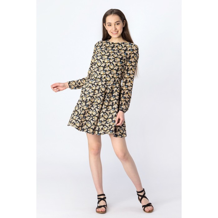 Платье женское, чёрный принт, размер 46-48 (L), рост 170 см (арт. 1611090537)