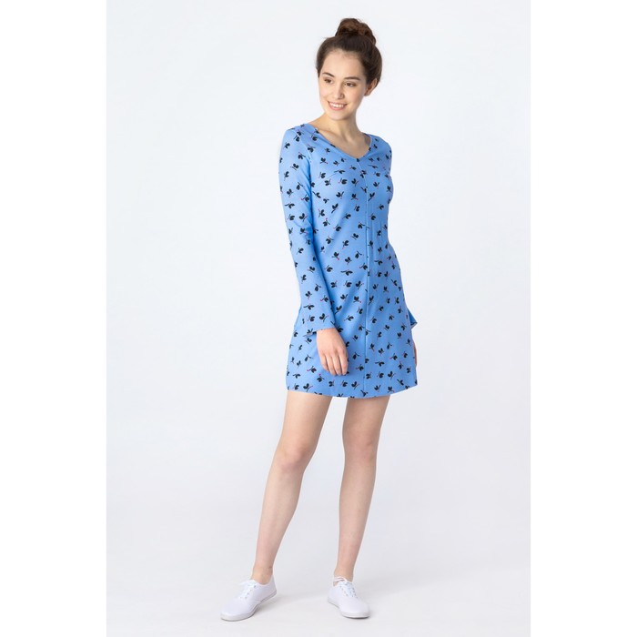 Платье женское, синий принт, размер 44 (S), рост 170 см (арт. 1611239567)