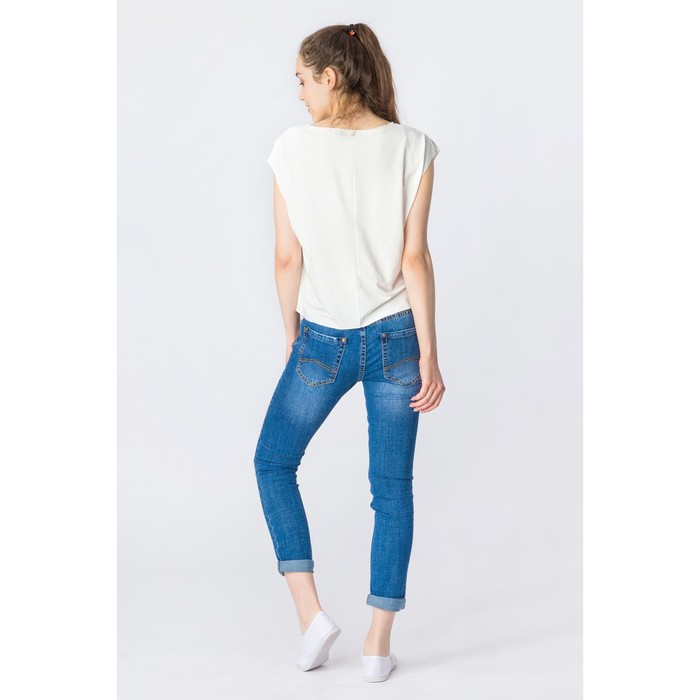 Блузка женская, белый принт, размер 46-48 (L), рост 170 см (арт. 1611095447)