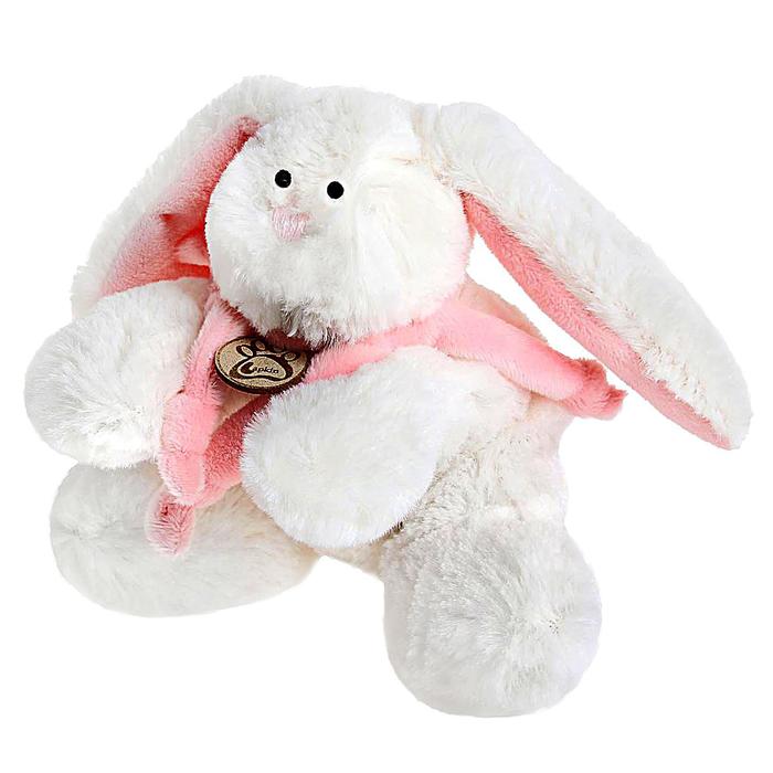 Мягкая игрушка "Кролик", цвет белый/розовый, 15 см