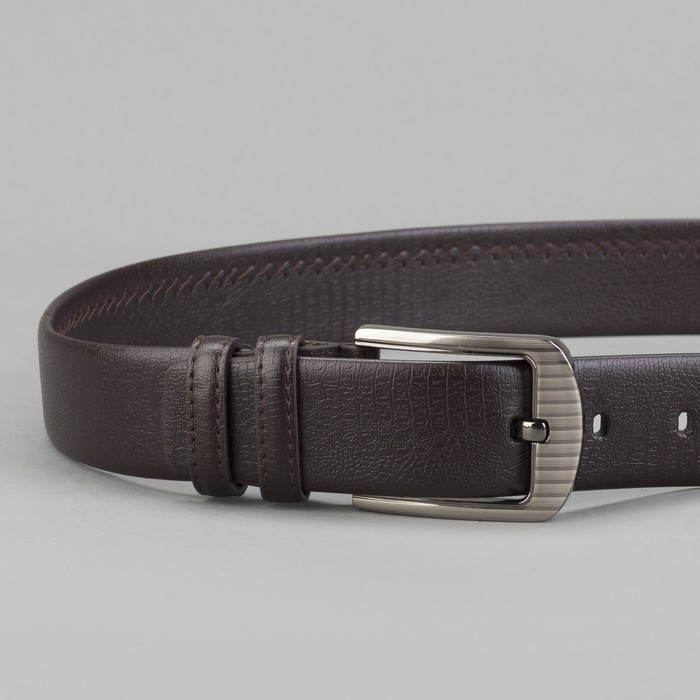 Ремень мужской "Джо", винт, пряжка под тёмный металл, ширина - 3,8см, коричневый