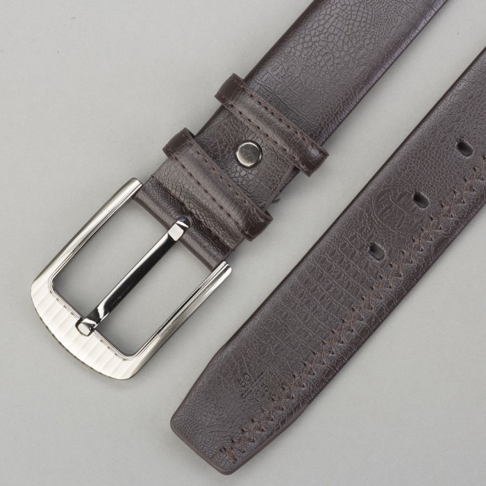 Ремень мужской "Джо", винт, пряжка под тёмный металл, ширина - 3,8см, коричневый