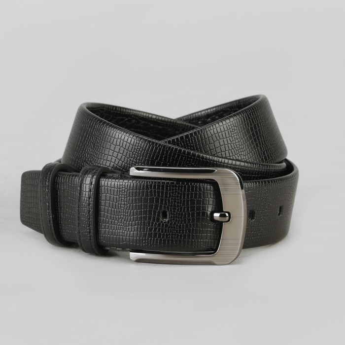 Ремень мужской "Джон", винт, пряжка под тёмный металл, ширина - 3,8см, чёрный