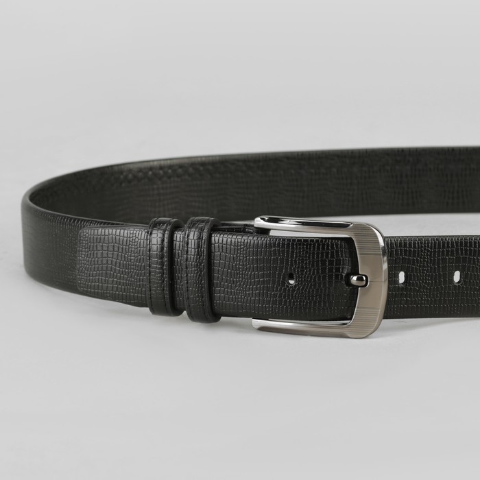 Ремень мужской "Джон", винт, пряжка под тёмный металл, ширина - 3,8см, чёрный