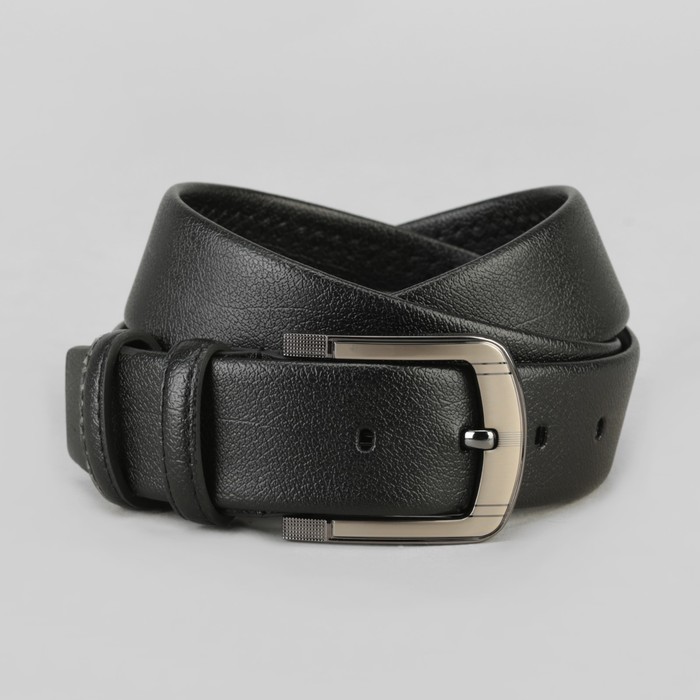 Ремень мужской "Джин", винт, пряжка под тёмный металл, ширина - 3,8см, чёрный