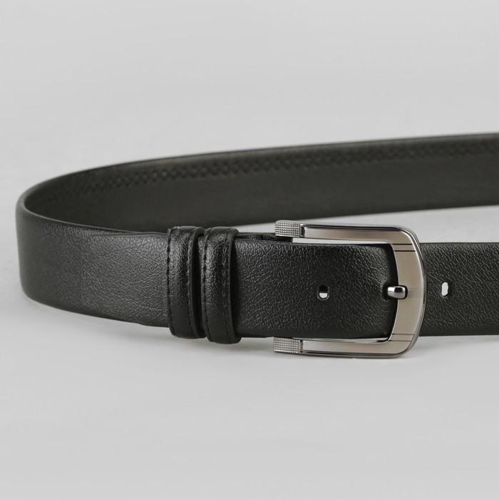 Ремень мужской "Джин", винт, пряжка под тёмный металл, ширина - 3,8см, чёрный