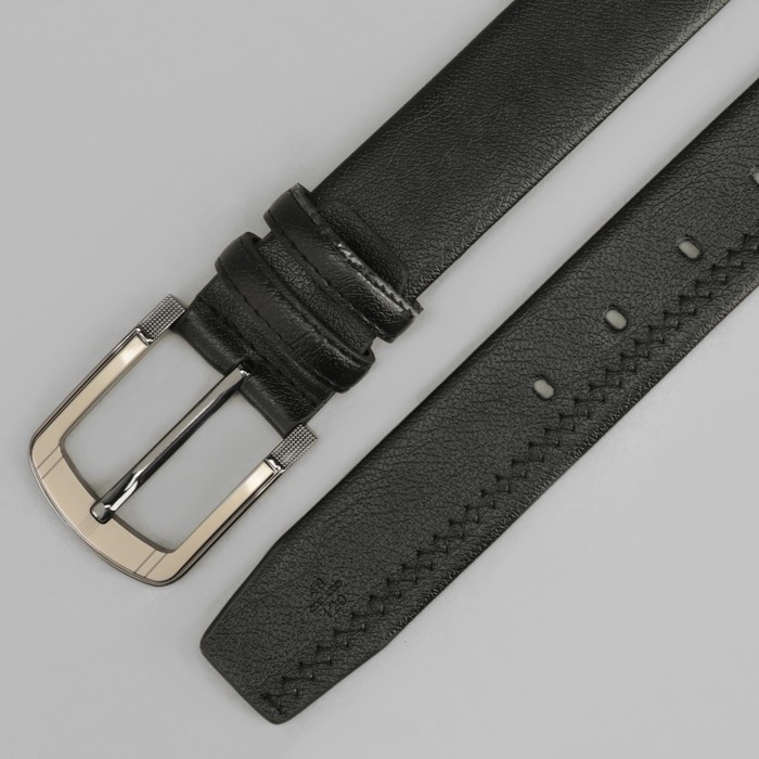 Ремень мужской "Джин", винт, пряжка под тёмный металл, ширина - 3,8см, чёрный