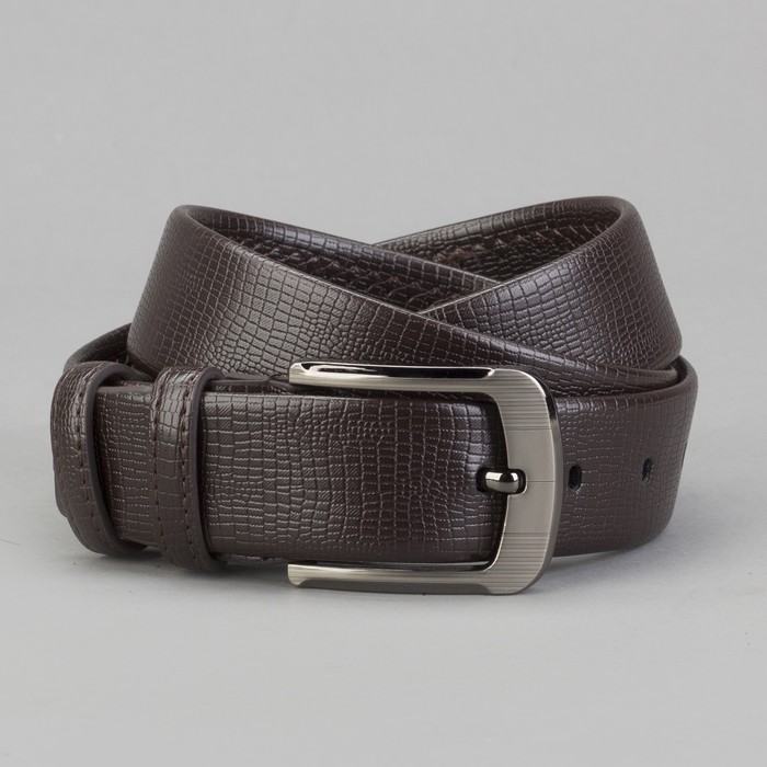 Ремень мужской "Джон", винт, пряжка под тёмный металл, ширина - 3,8см, коричневый