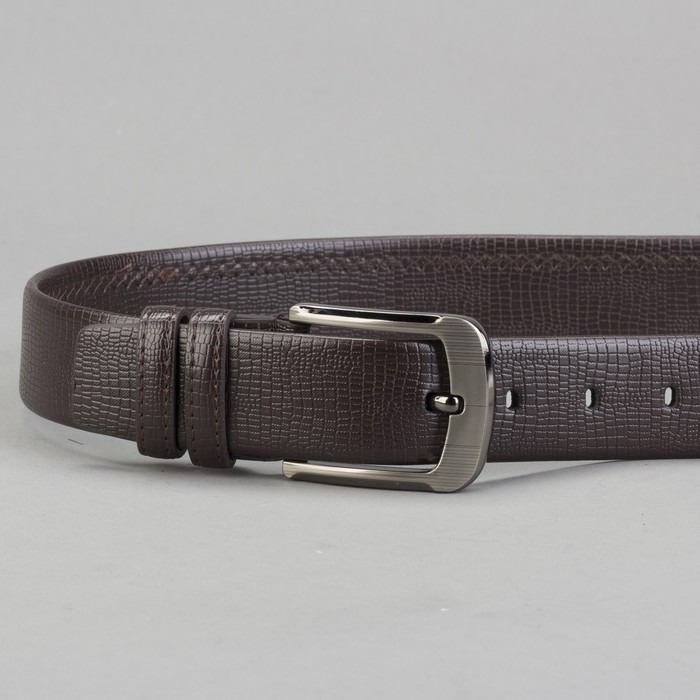 Ремень мужской "Джон", винт, пряжка под тёмный металл, ширина - 3,8см, коричневый