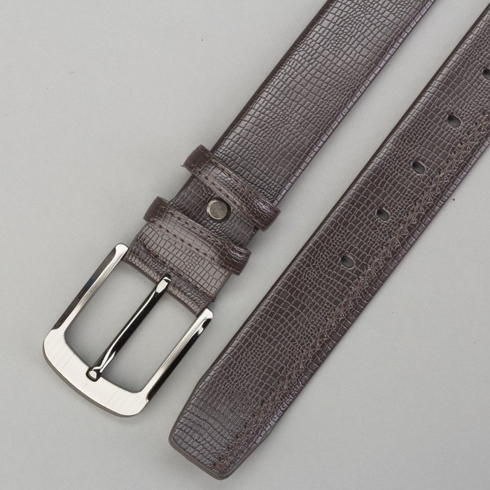 Ремень мужской "Джон", винт, пряжка под тёмный металл, ширина - 3,8см, коричневый