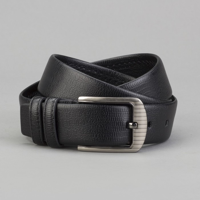 Ремень мужской "Джо", винт, пряжка под тёмный металл, ширина - 3,8см, чёрный