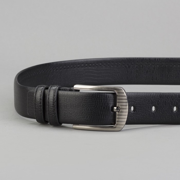 Ремень мужской "Джо", винт, пряжка под тёмный металл, ширина - 3,8см, чёрный