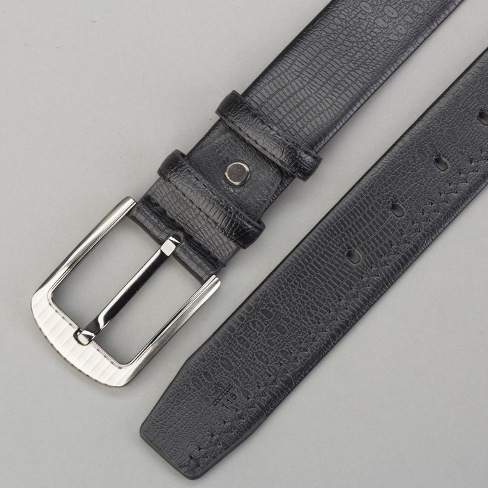 Ремень мужской "Джо", винт, пряжка под тёмный металл, ширина - 3,8см, чёрный