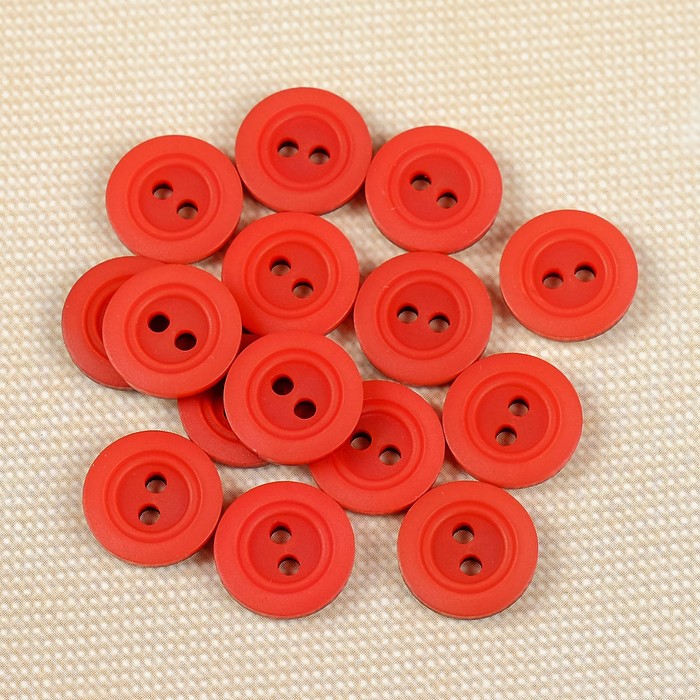 Пуговица, 2 прокола, 11мм, цвет ярко-красный