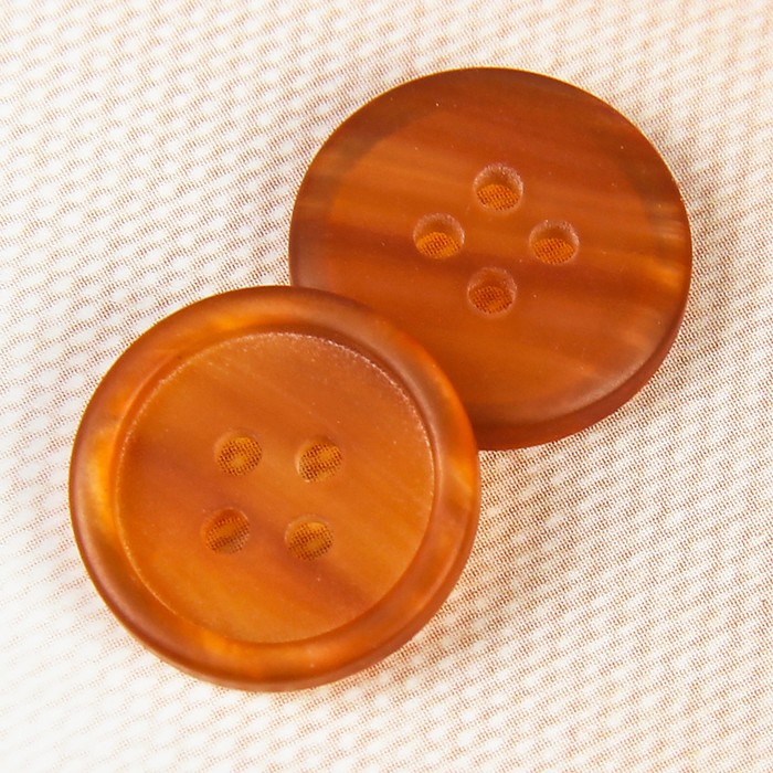 Пуговица, 4 прокола, 15мм, цвет оранжевый