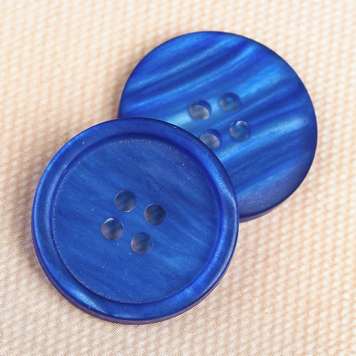 Пуговица, 4 прокола, 20,5мм, цвет сине-белый