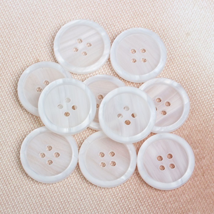 Пуговица, 4 прокола, 20,5мм, цвет белый