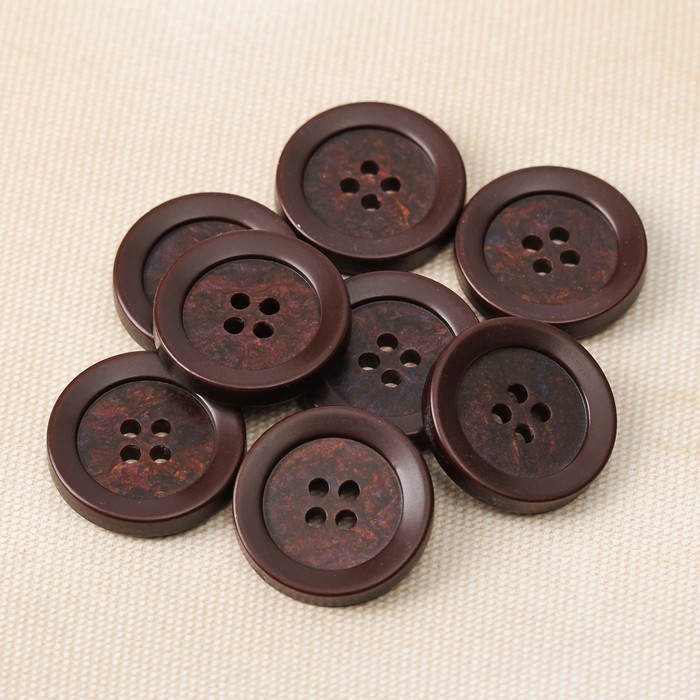 Пуговица, 4 прокола, 23мм, цвет коричневый