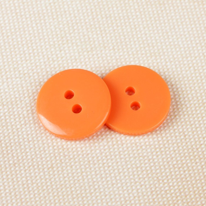 Пуговица, 2 прокола, 18мм, цвет оранжевый