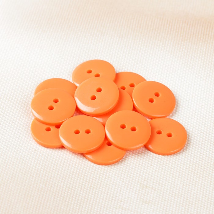Пуговица, 2 прокола, 18мм, цвет оранжевый