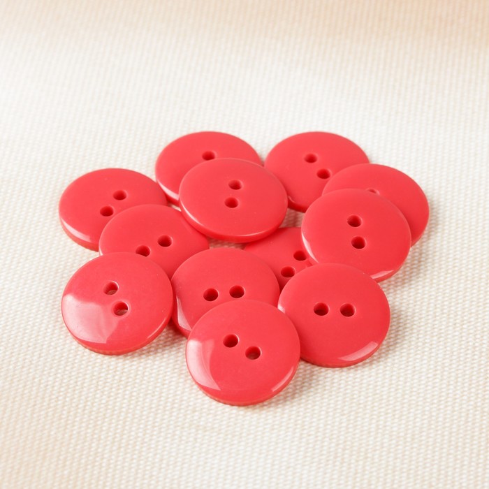 Пуговица, 2 прокола, 18мм, цвет коралловый
