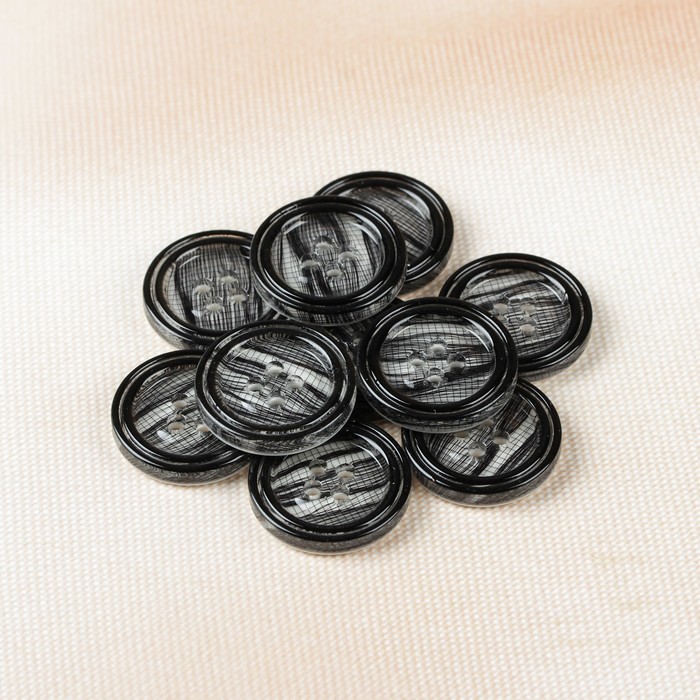 Пуговица, 4 прокола, 20,5мм, цвет чёрный