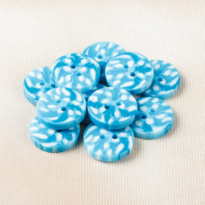 Пуговица, 2 прокола, 20,5мм, цвет бело-голубой